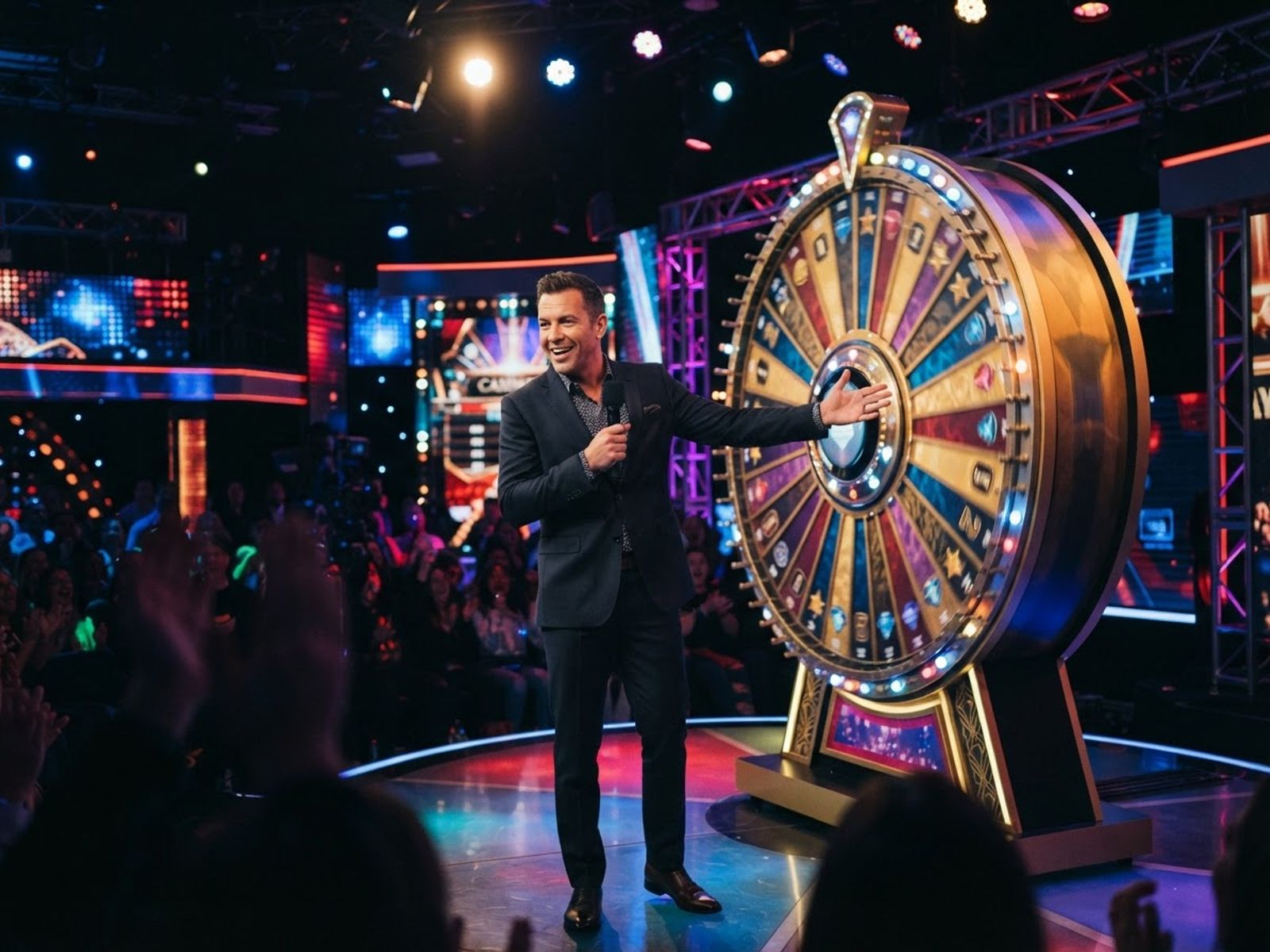 Live game show studio met presentator bij Casino777